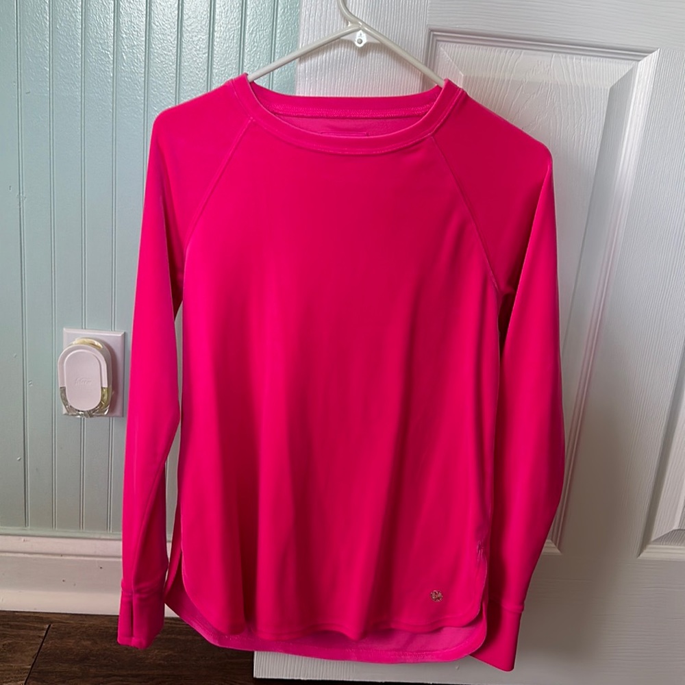 Lilly Pulitzer bright pink velvet pull over